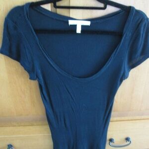 Soft Joie Black Ribbed Tee - Size Small